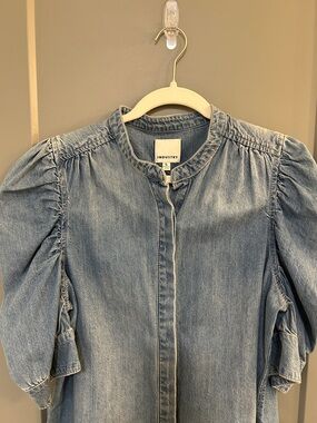 INDUSTRY Light Blue Denim Puff Sleeve Blouse Joanna Gaines size Large